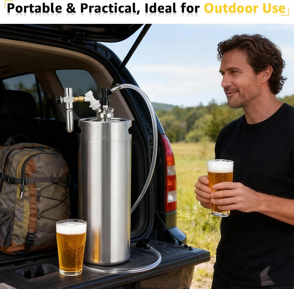 5 FT Ball Lock Beer Line Assembly -Beer Dispenser for Corny Keg | PVC Beer Line, Picnic Tap Faucet & Quick Disconnect