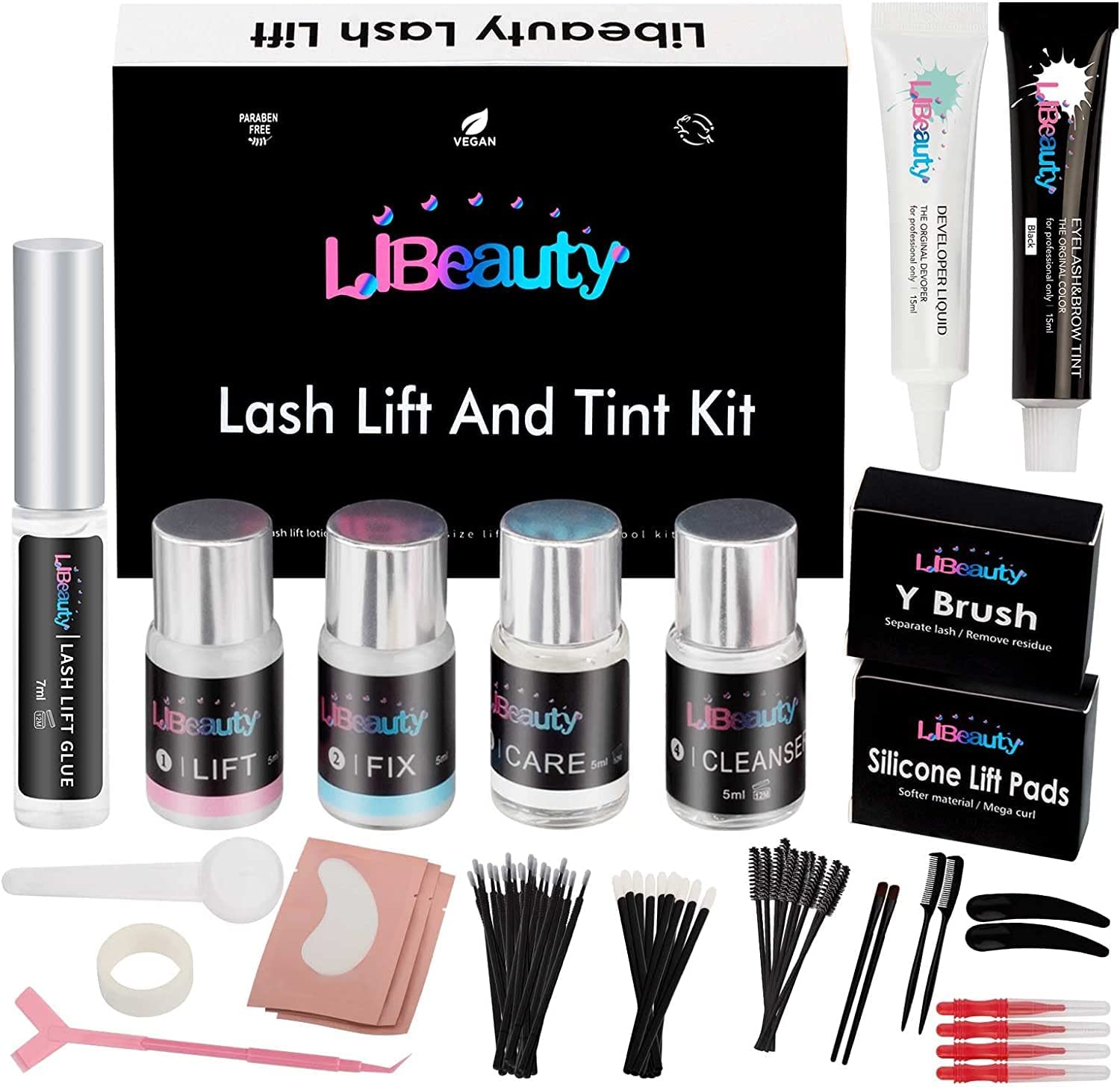 Lash Lift and Black Color Kit, Brow Lamination Kit with Color | Lash & Brow Perm/Coloring Kit with Lash Lift Glue
