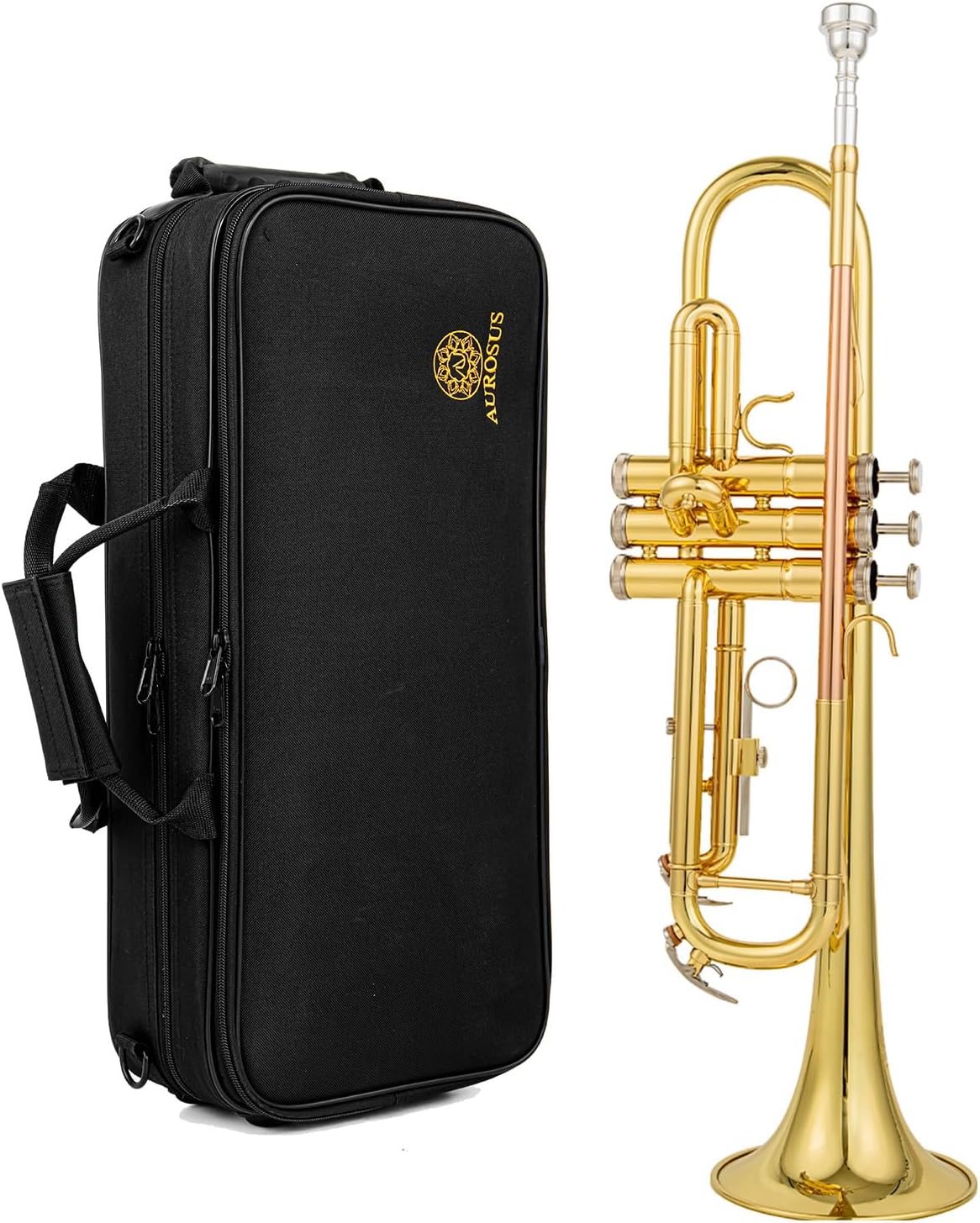 b flat beginner student trumpet with Rose brass leadpipe leadpipe | gold lacquer brass body stainless steel valves 7c