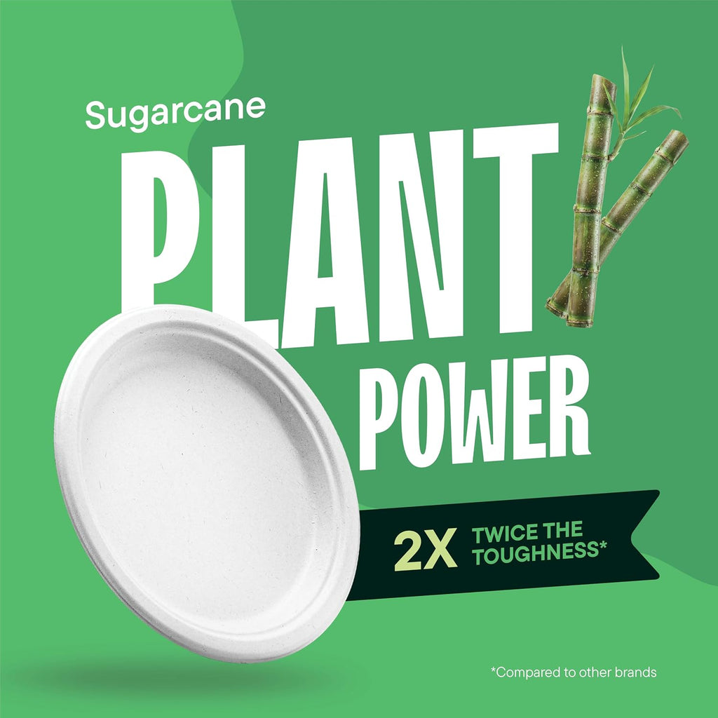 100% Compostable Paper Plates, Heavy Duty Disposable Plates [125-Pack] 9 Inch Plates - Eco-Friendly, Biodegradable