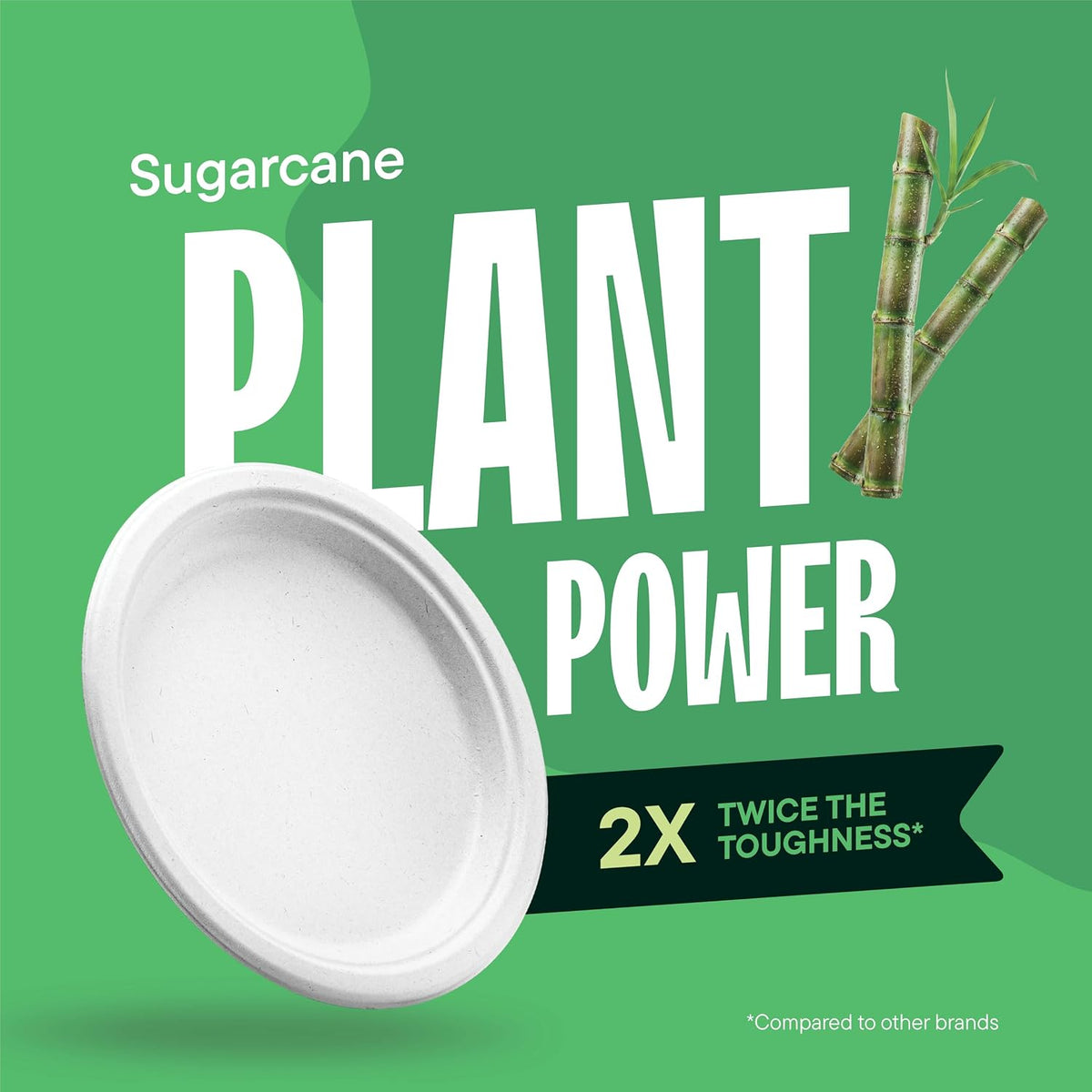 100% Compostable Paper Plates, Heavy Duty Disposable Plates [125-Pack] 9 Inch Plates - Eco-Friendly, Biodegradable