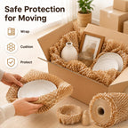 Honeycomb Packing Paper, Bubble Cushioning Wrap Alternative for Moving & Gift Wrapping, Includes 20 Fragile Sticker