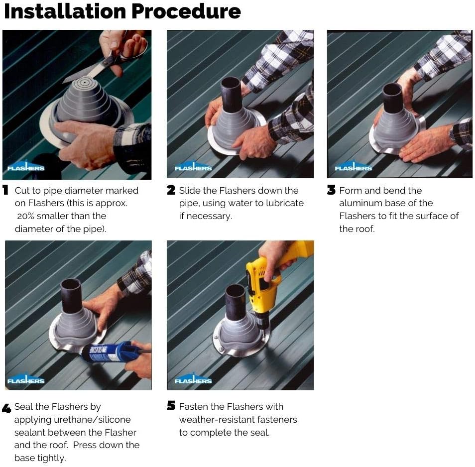 #7 Silicone Grey Square High-Temperature Flexible Roof Jack Pipe Boot Metal Roofing Pipe Flashing (Pipe OD 6" to 11")