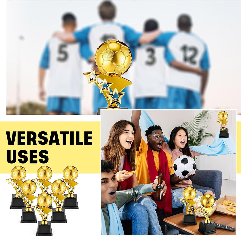 Soccer Trophies for Awards, 7.4 Inch Tall Gold Participation Plastic Trophy Cups Sports Tournament Contest Trophies