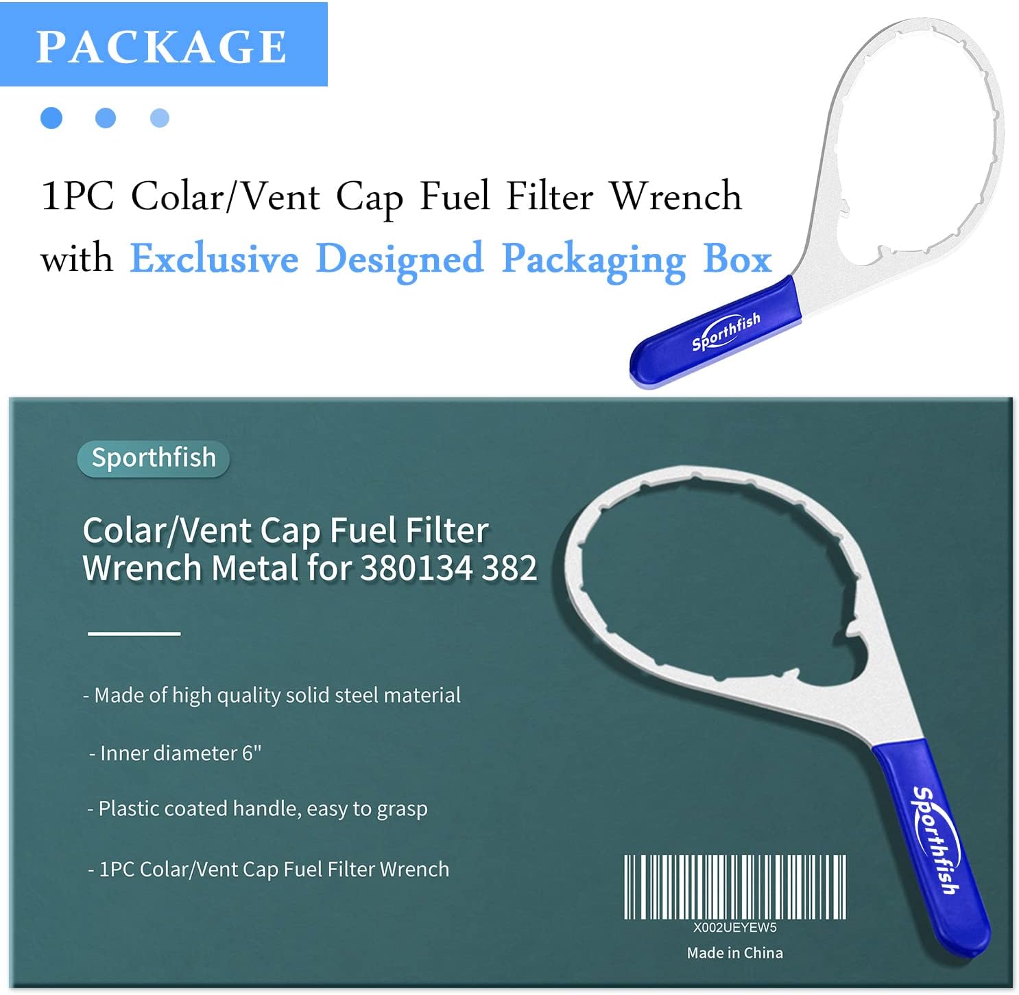 Colar/Vent Cap Fuel Filter Wrench Metal for 380134 382 Compatible with Detroit Diesel Truck Cummins Engines with 6