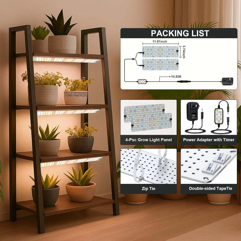 20W Panel Grow Lights for Indoor Plants,272LEDs Full Spectrum Grow Lights for Under Cabinet Plant, Grow Lamp with