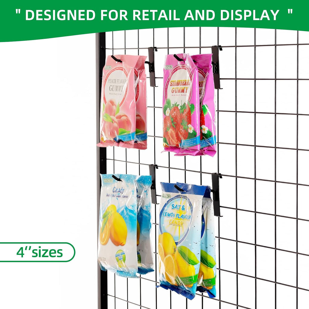 4 Inch Gridwall Hooks, Grid Panel Hanging Hooks for Retail, Home, and Workspace Organization, Displays, and Storage
