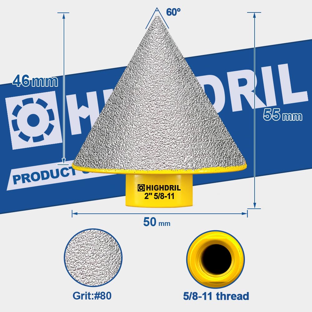 HIGHDRIL 2"Diamond Beveling Chamfer Bits for Marble Porcelain Tiles Granite
