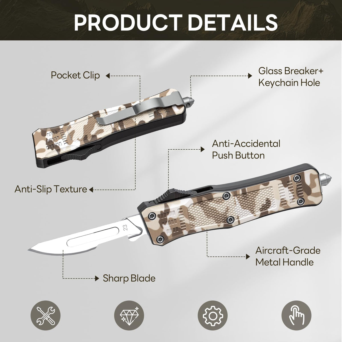 EDC Scalpel Knife Automatic Retractable Utility Knife Replaceable Blade