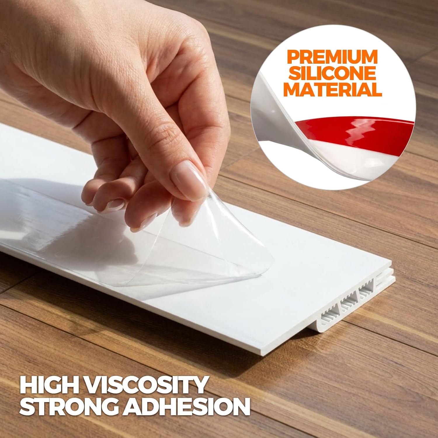 Door Draft Stopper 2-Pack, Under Door Seal for Bottom Gap Filler | Strong Adhesive Silicone Weather Stripping Garage
