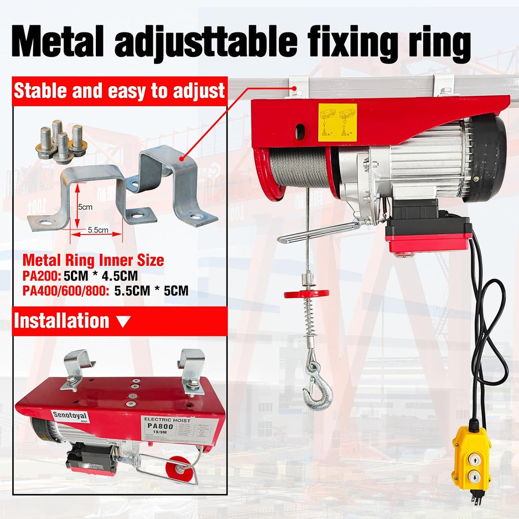 Electric Hoist 2 in 1,880lbs Electric Hoist Winch with 98ft Wireless Control&Wired Remote Control,110v Electric Hoist
