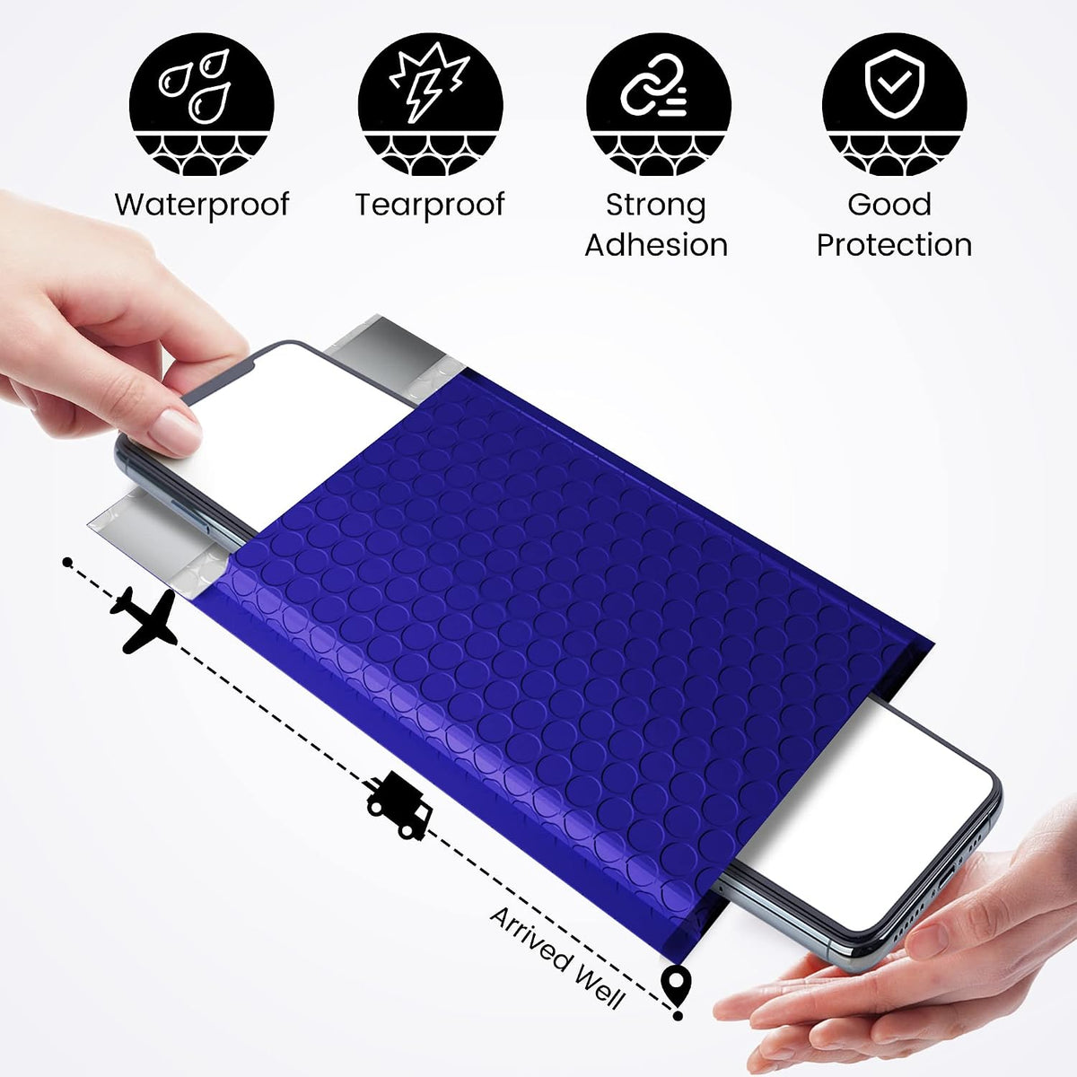 100 Pack 4x8" Bubble Mailers Royal Blue Shipping Padded Envelopes