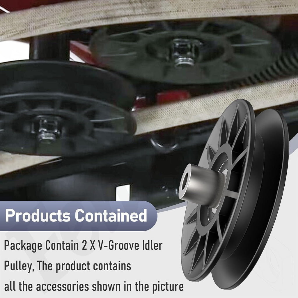 2Pack 532194326 194326 V-Groove Idler Pulley Compatible with Craftsman Husqvarna AYP YT3000 YET4000 4500 GT6000 YTH21K46 Lawn Mower, Including 2 Screws
