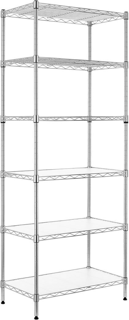 6-Tier Wire Shelving Unit Adjustable Steel Wire Rack Shelving 6 Shelves Steel Storage Rack or Two 3 Tier Shelving