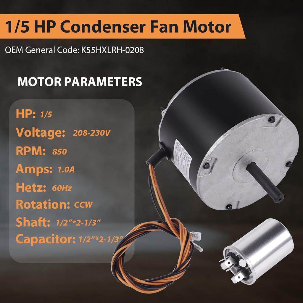 51-102008-03 Fan Motor, Replaces for Rheem 51-102500-04 51-101774-03 Motor