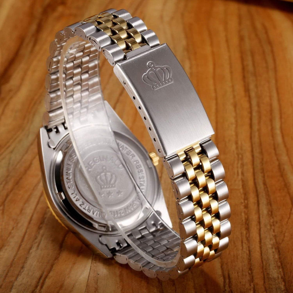 Small Gold Plated Fashion Stainless Steel Waterproof Watch Calendar Mens Woman Lovers' Luxury Gift Watch