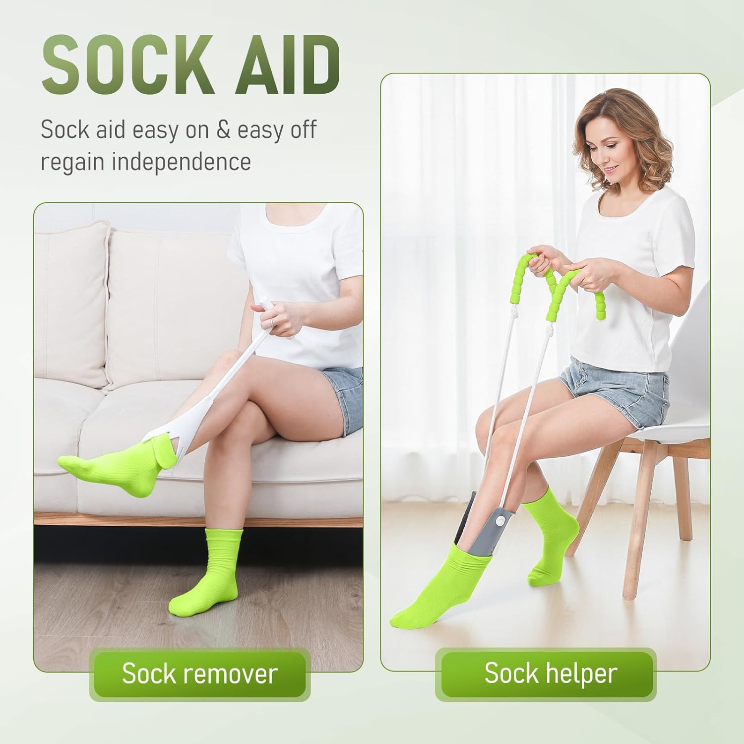 Sock Aids for Putting On Socks | No Bending Flexible Wide Feet Sockaid Assistant Device for Seniors/Disabled |