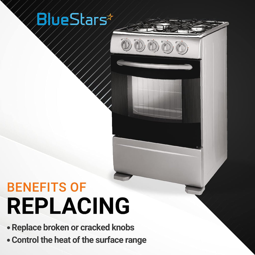 BlueStars 5-Pack W10594481 W10766544 Gas Range Stove Knobs - D-Shape Shaft