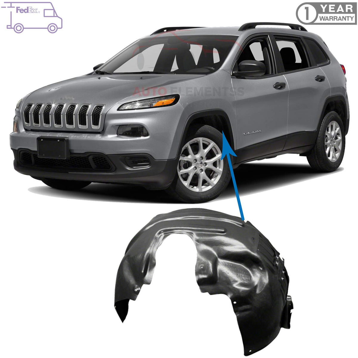 Fender Liner Splash Shield Front Driver Side For 2014-2018 Jeep Cherokee without Off Road Package OEM Direct Replacement 68209679AE