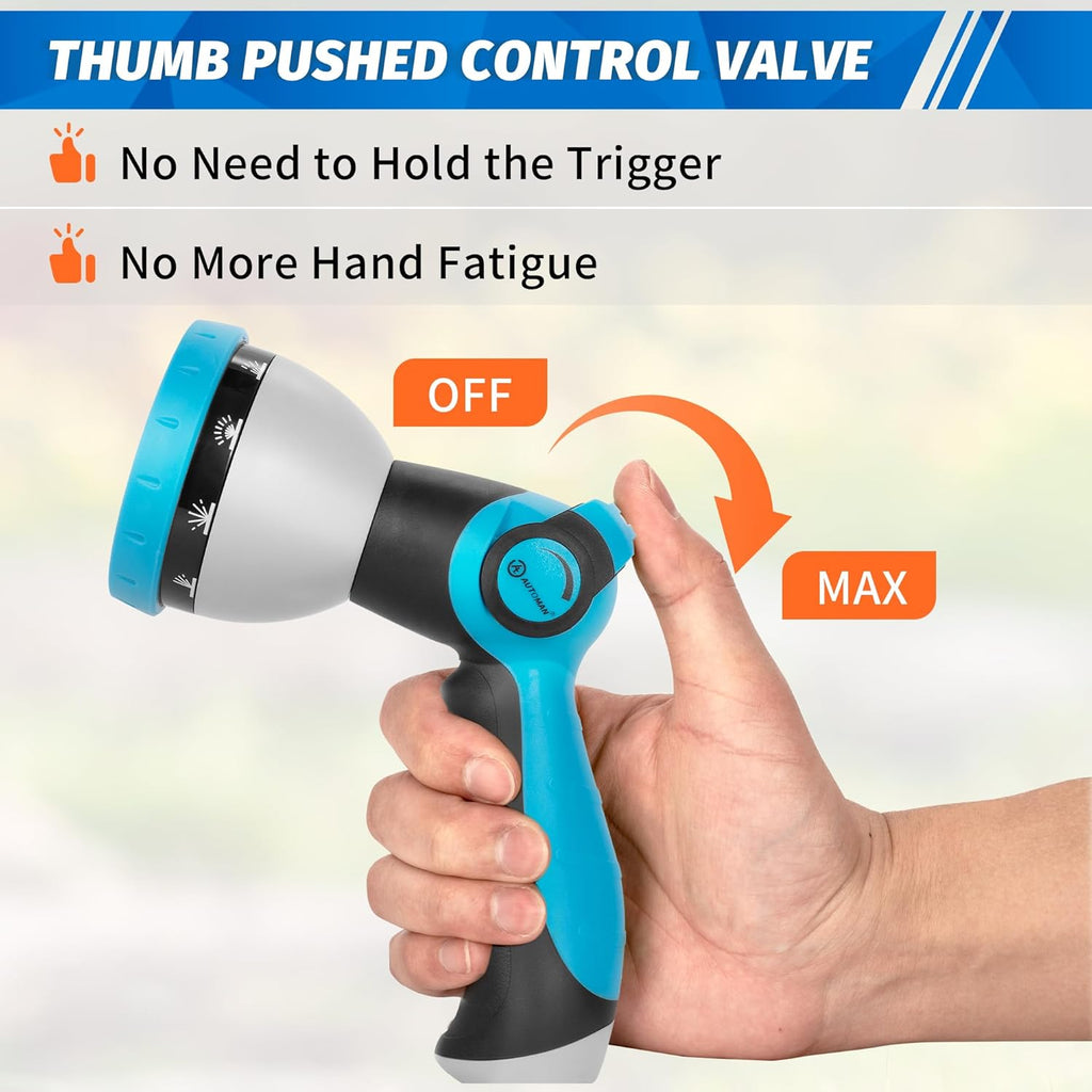 Garden Hose Nozzle - 10 Adjustable Spray Patterns, Thumb Flow Control Hose Sprayer, Water Hose Spray Nozzle for