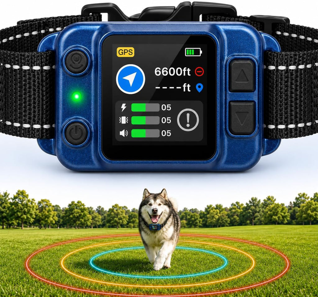 GPS Wireless Dog Fence System, 50-6600FT Invisible Fence for Dogs, No App No Subscription, Electric GPS Dog Fence