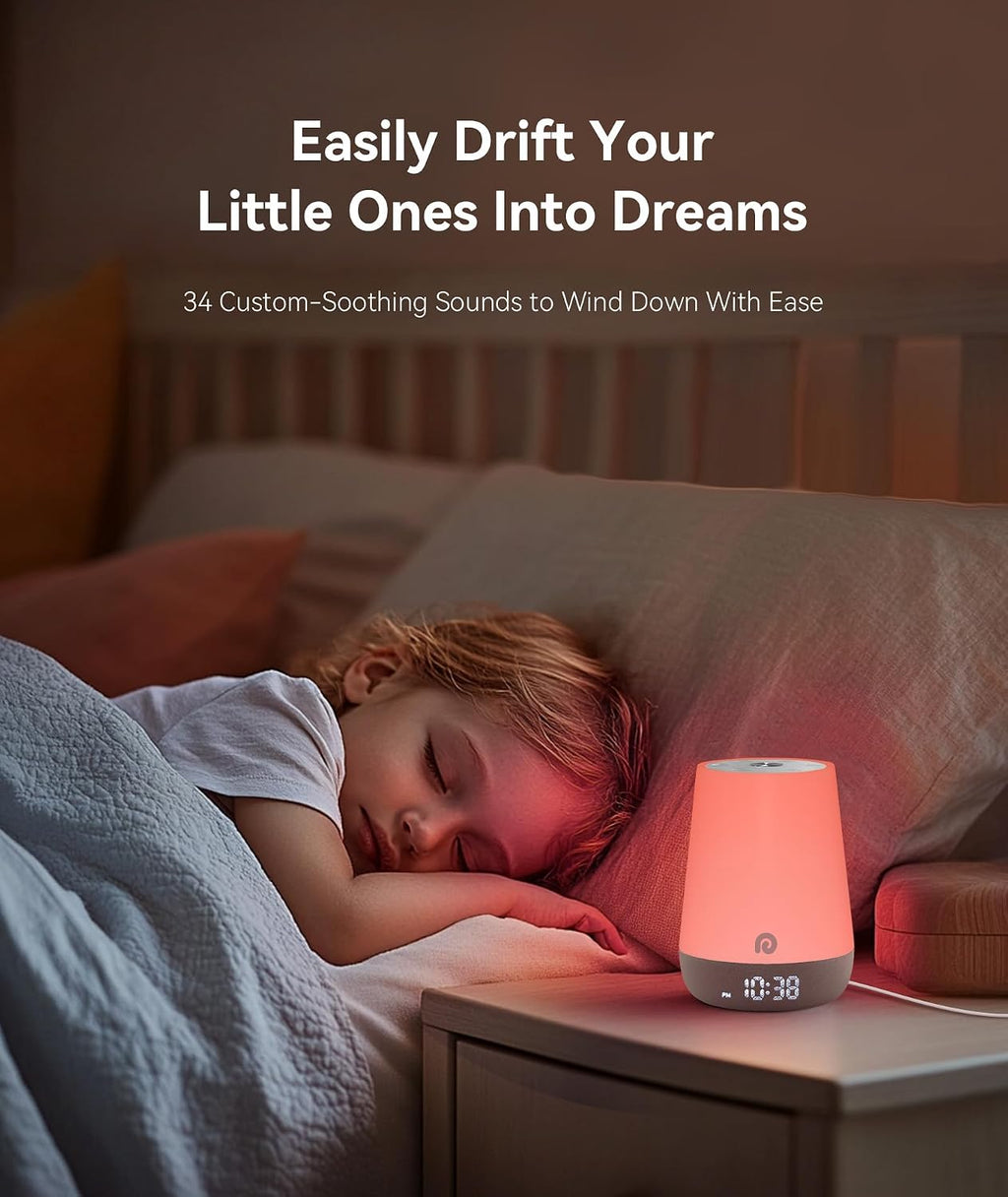 Sound Machine Baby - White Noise Sound Machine Baby With Night Light, Ok to Wake Alarm Clock, 34 Soothing Sounds