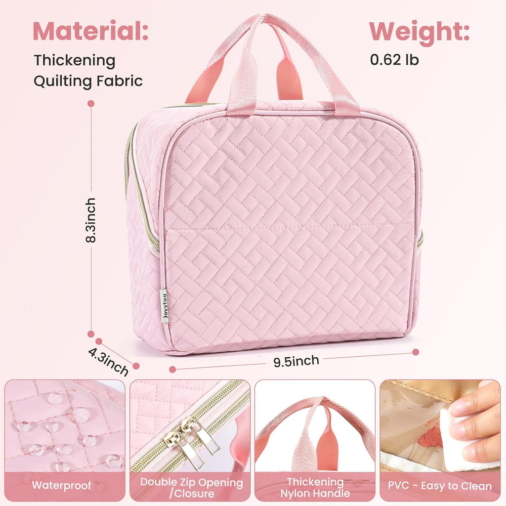 Makeup Bag, Large Capacity with Room for Brushes and Mirror, Travel Makeup Organizer, Portable Standing Make Up Case