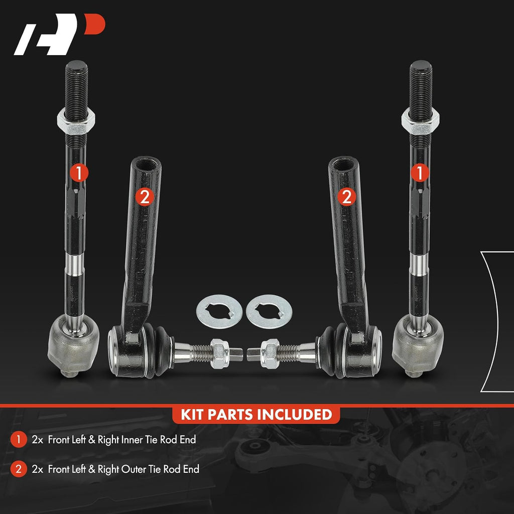 A-Premium Front Inner & Outer Tie Rod End Kit, Compatible with Hummer