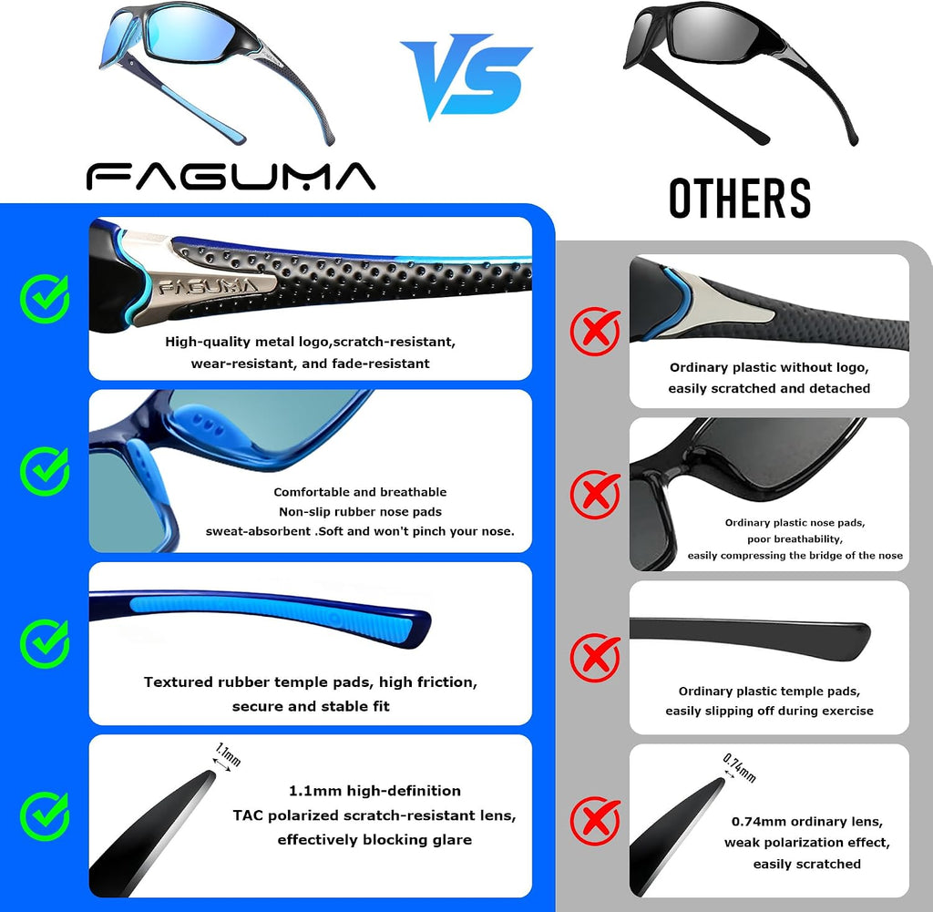 Sports Polarized Sunglasses For Men UV400 Protection | Cycling Driving Fishing