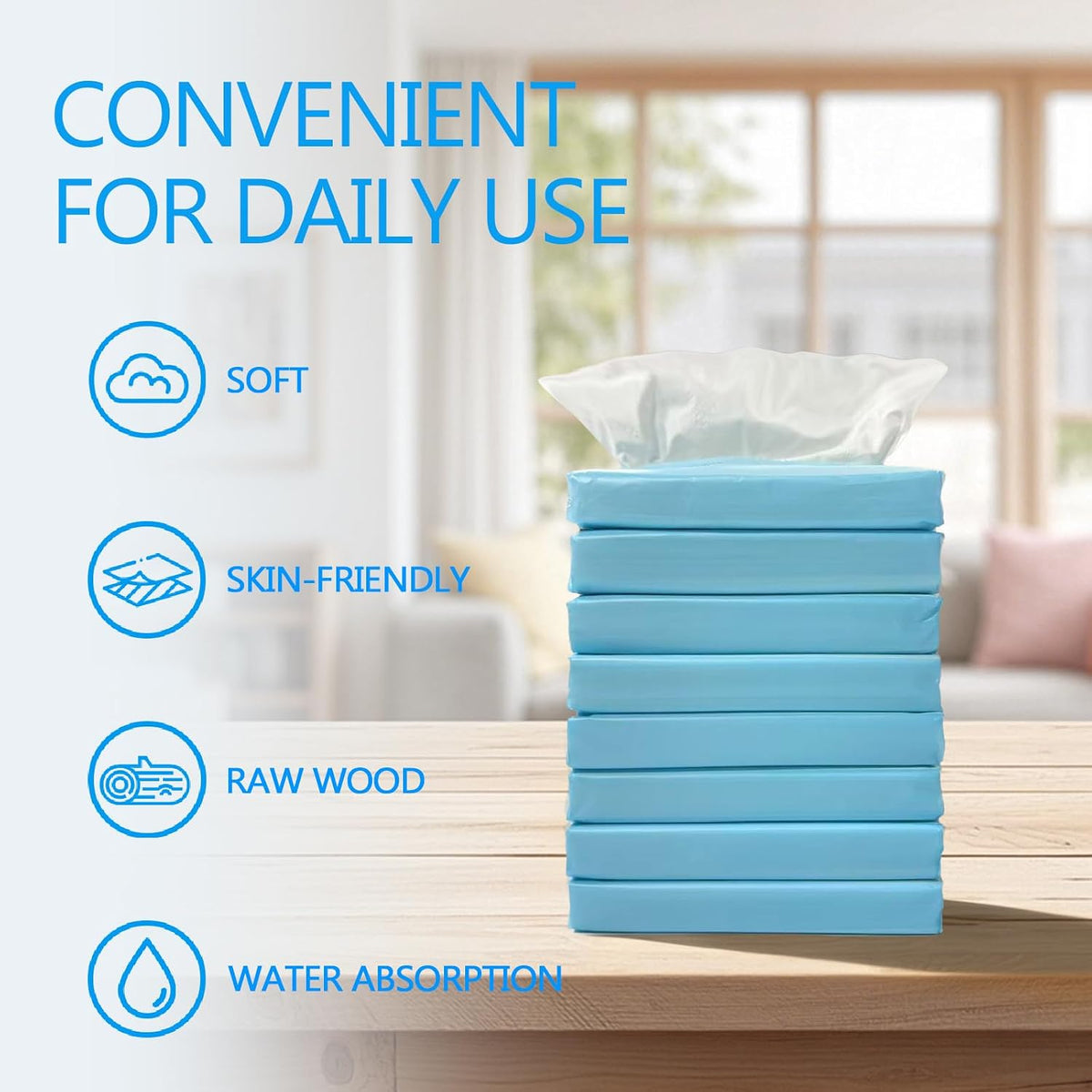Car Tissues, 8 Packs, 4-Ply Ultra Soft Facial Tissues