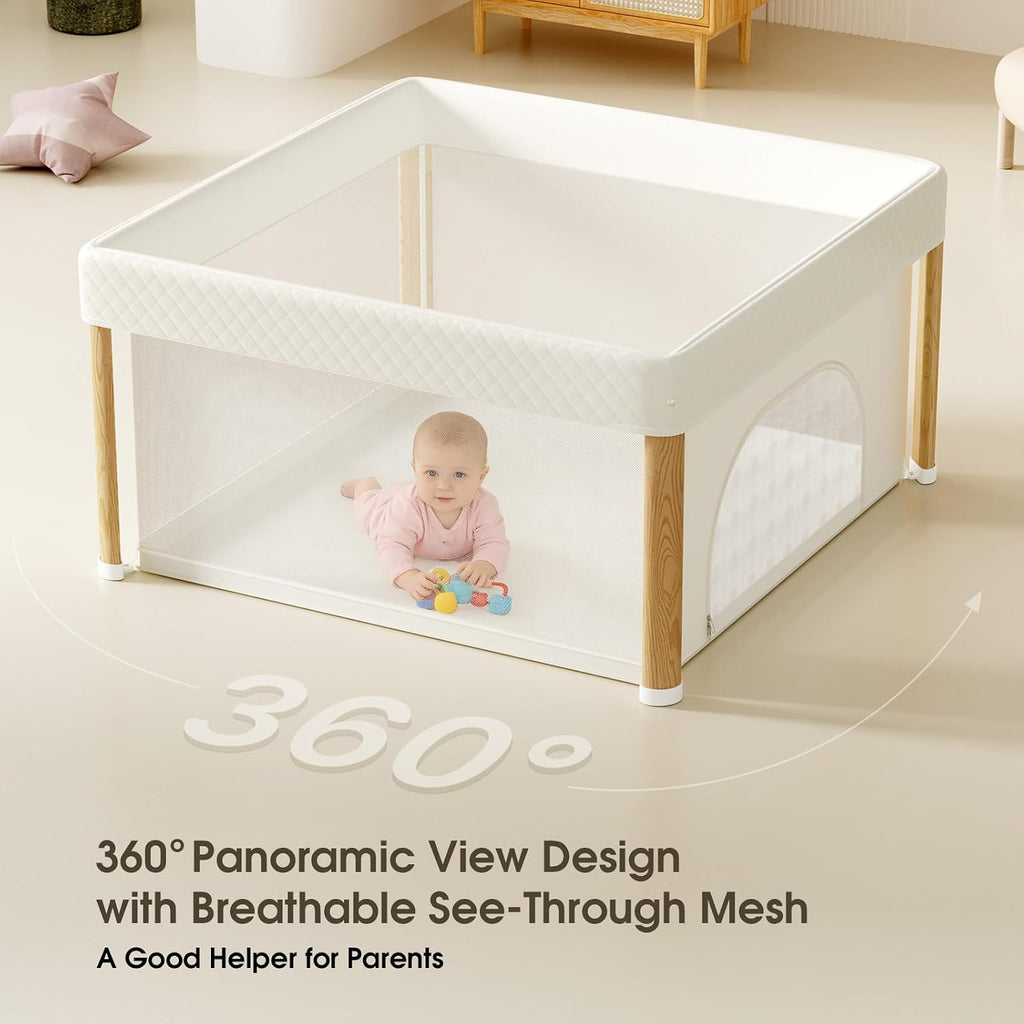 Foldable Baby Playpen, 51x51 Foldable Play Pen for Babies and Toddlers, Portable Playpen Indoor Outdoor, Kids Safety