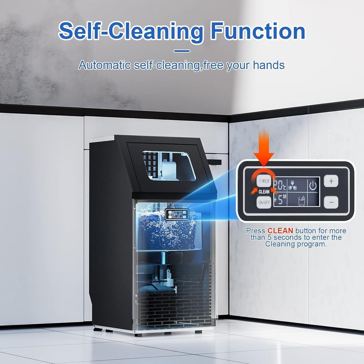 Commercial Ice Machine, 100lbs/24H,45 Cubes/Batch in 11-20 Mins