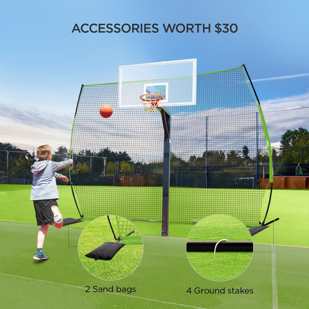 Lacrosse Backstop Net for Backyard Basketball Net Catcher Backstop Net | Portable Multisport Barricade Net Includes