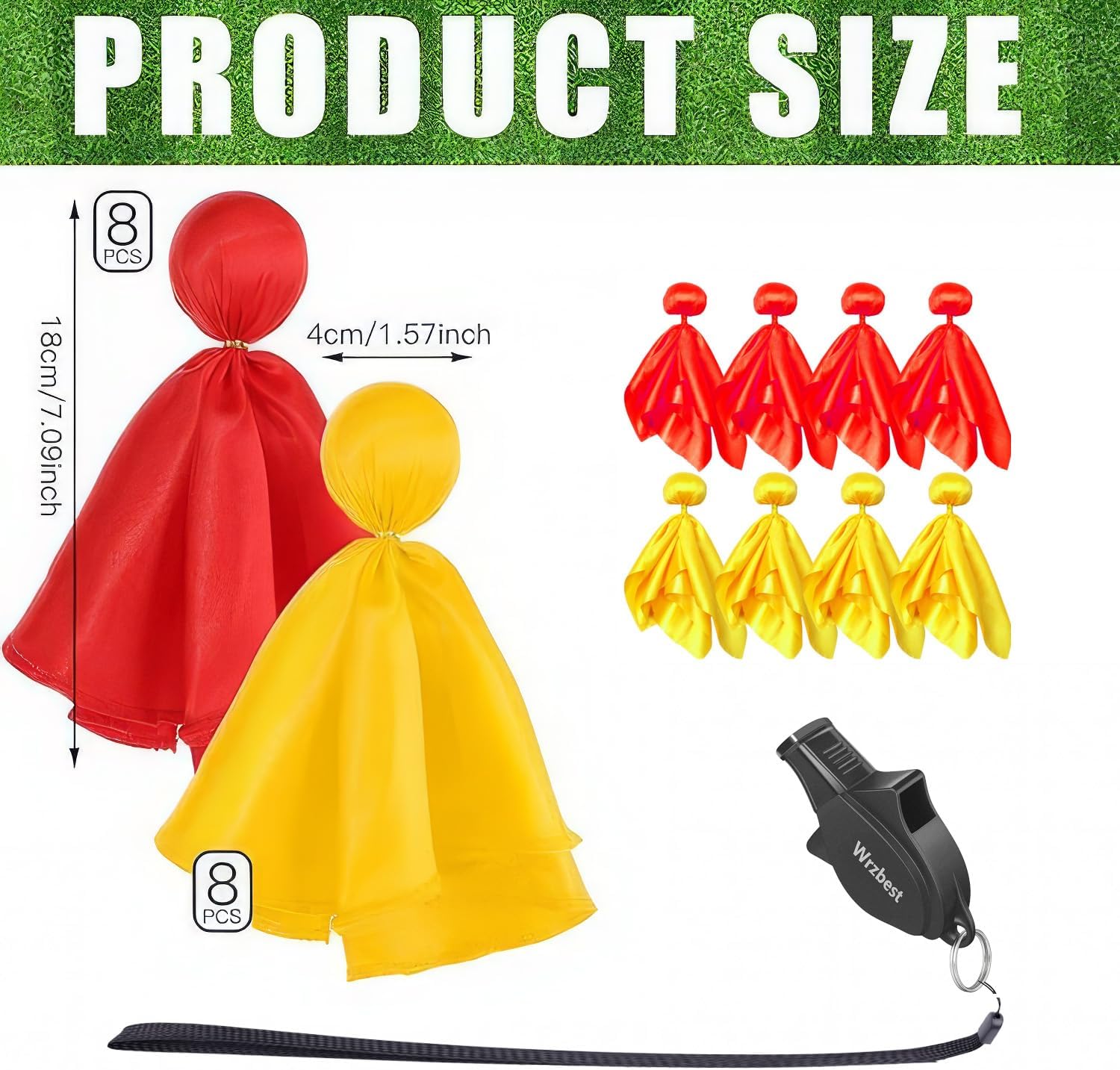 Referee Game Penalty Flags Set – 8 x Soccer Penalty Flags (4 Red & 4 Yellow) + Black Whistle – Ultimate Football