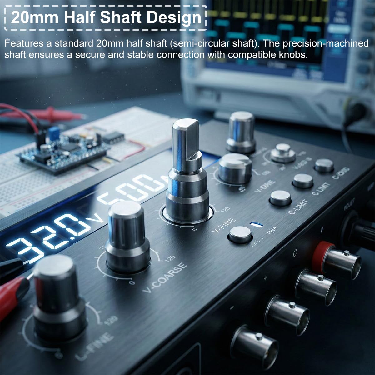 (4 Pack) EC11 Rotary Encoder Switch, 20mm Half Shaft, 20 Detents 20 Pulses, 5-Pin PCB Mount Rotary Encoder with Push Button Switch