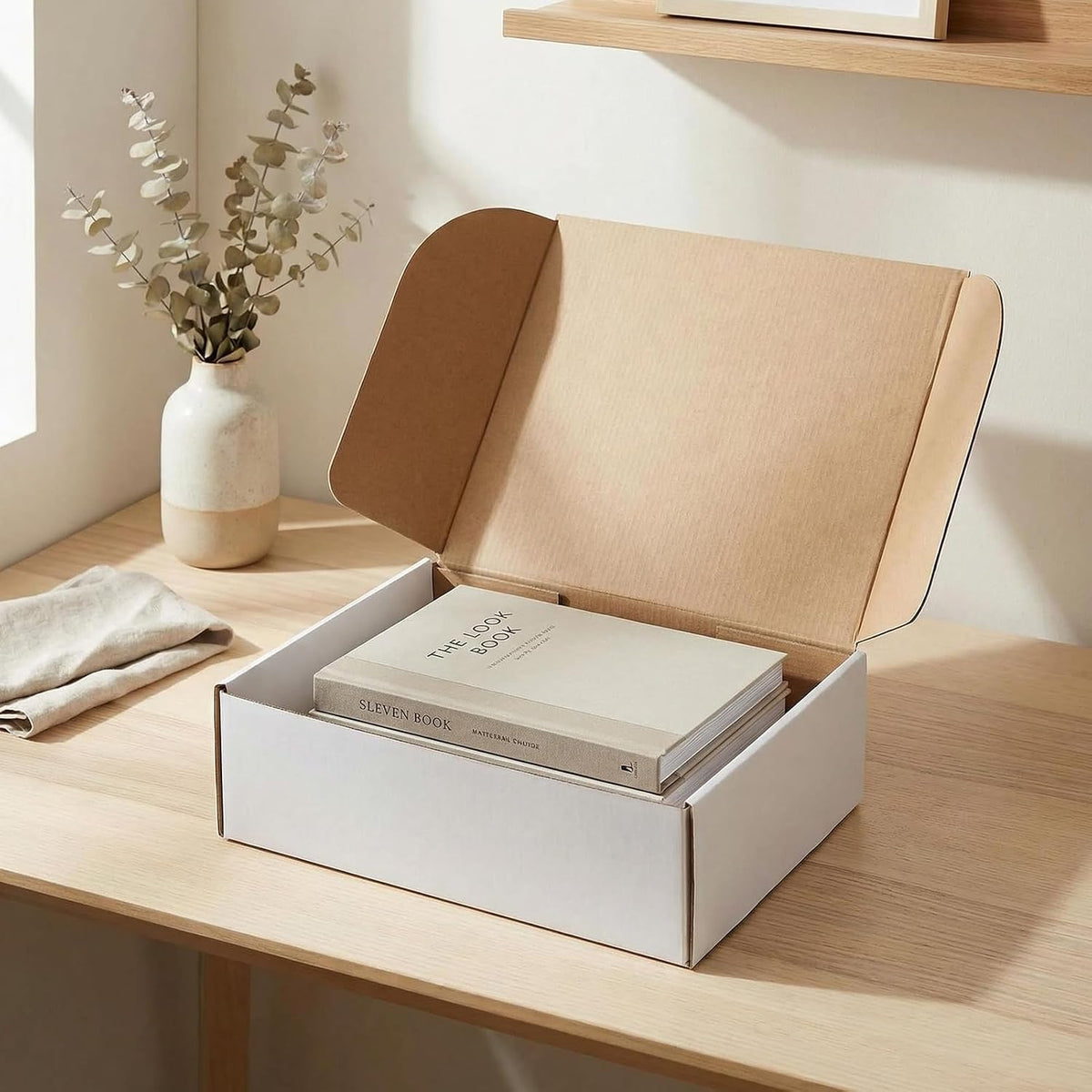 12x9x4 Shipping Boxes Set of 25, White Corrugated Cardboard Mailer Box for Packing Small Business