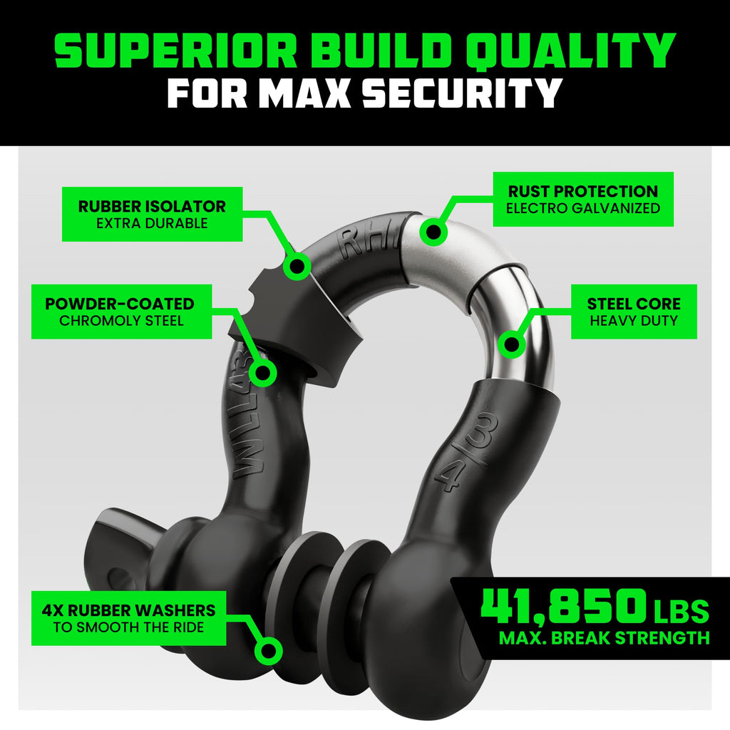3/4" D Ring Shackles (2-Pack) - 41,850lb Break Strength