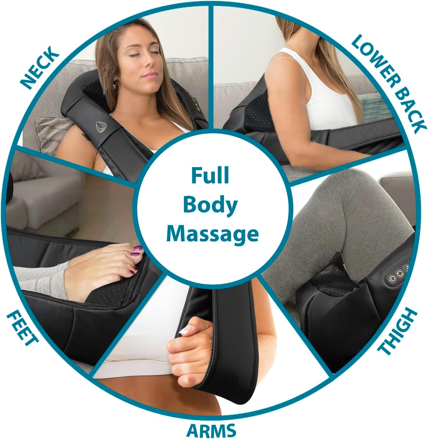 Shiatsu Massager with Heat - Deep Tissue Kneading Pillow for Neck, Shoulders, and Back - Electric Full Body Massage