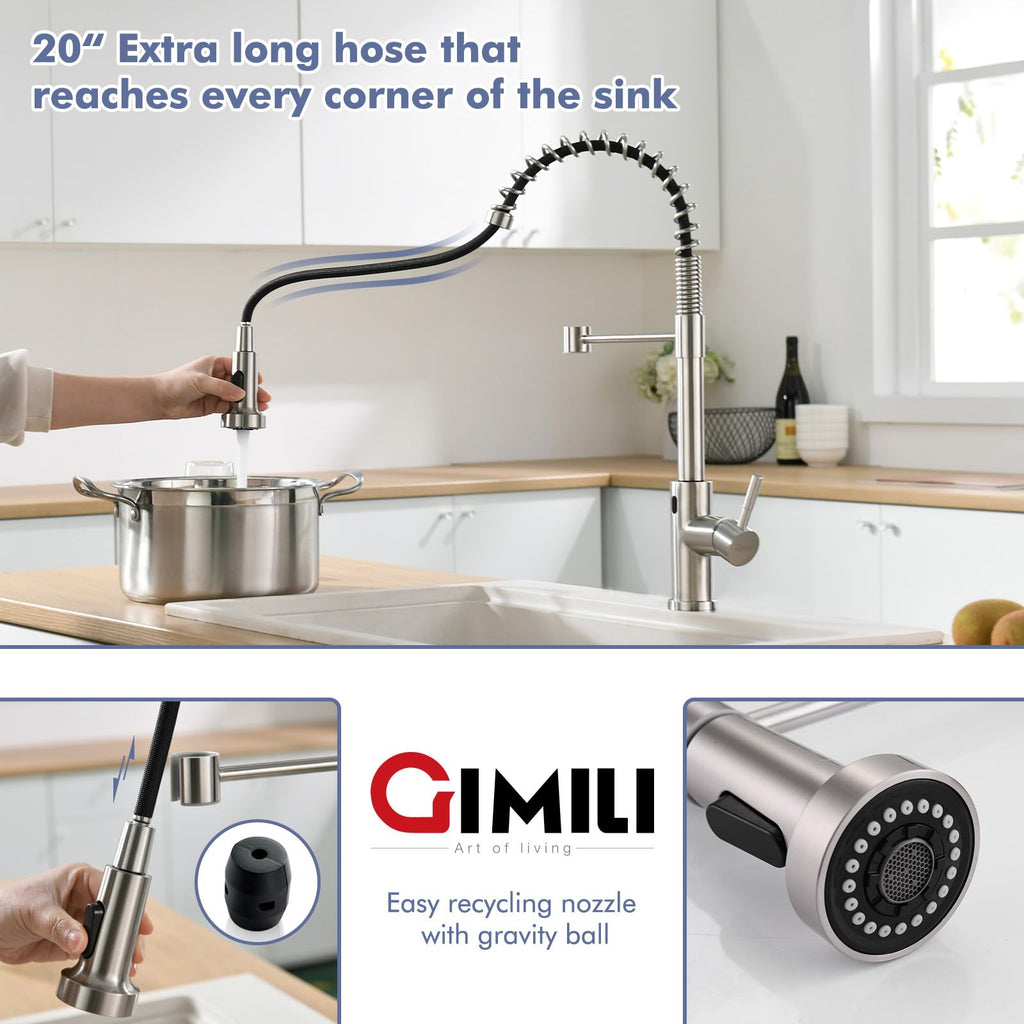 Touchless Kitchen Faucet with Spring Pull Down Sprayer