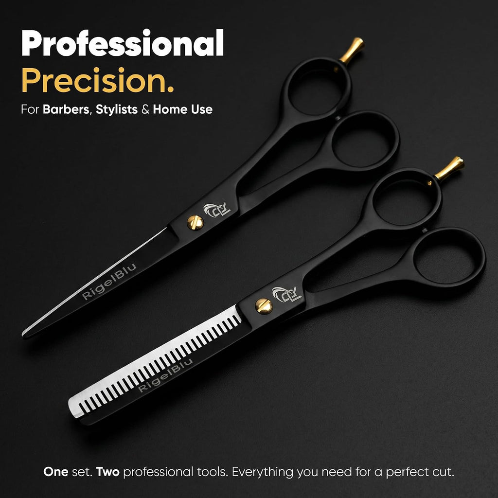 Professional Hair Thinning Shears & Hair Cutting Scissors Set - Barber Scissors for Men & Women - J2 Stainless Steel