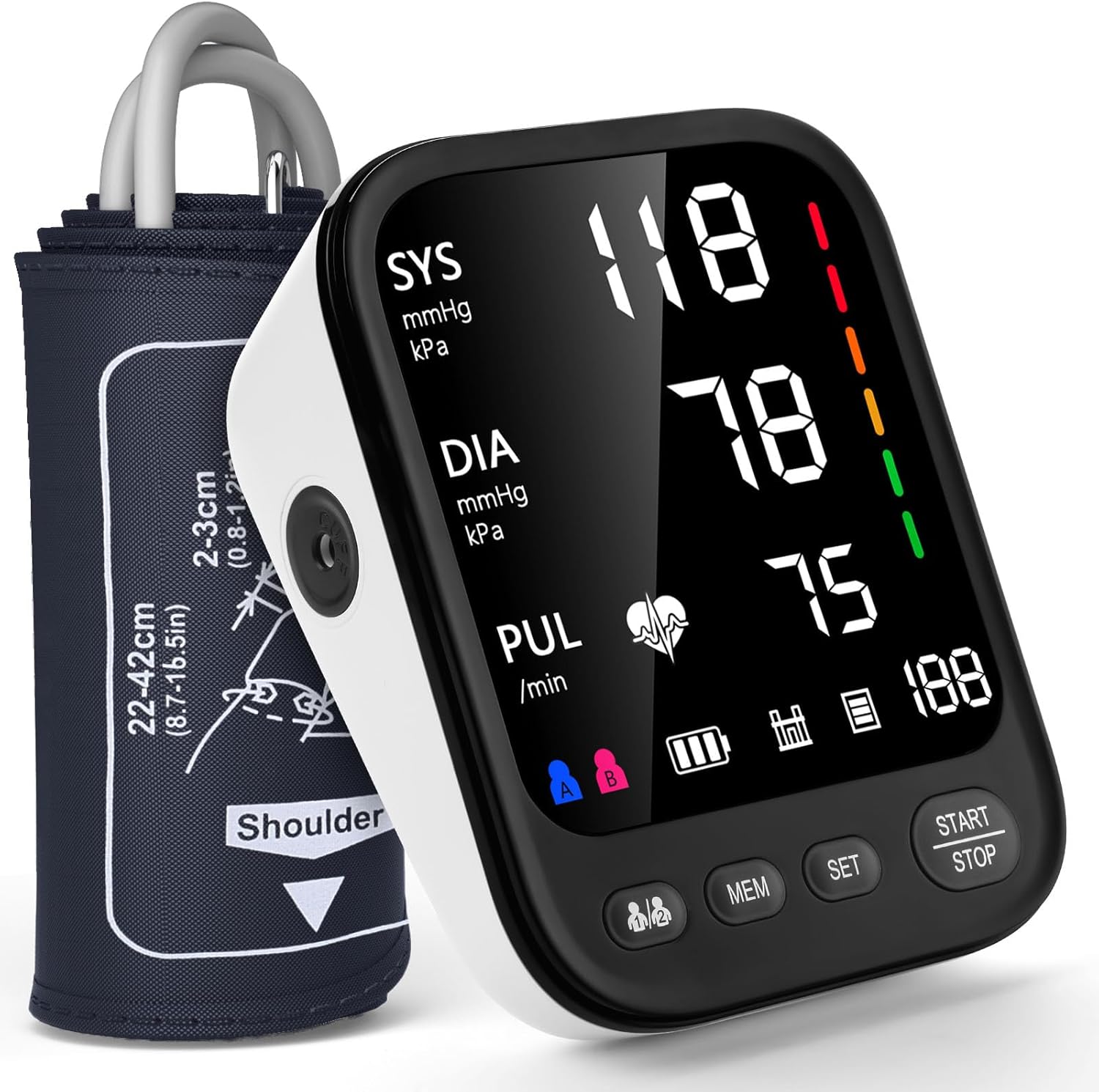 Blood Pressure Machine, Automatic Upper Arm Blood Pressure Monitor with 2x199 Readout, 4.5 Inch Backlit Large Screen
