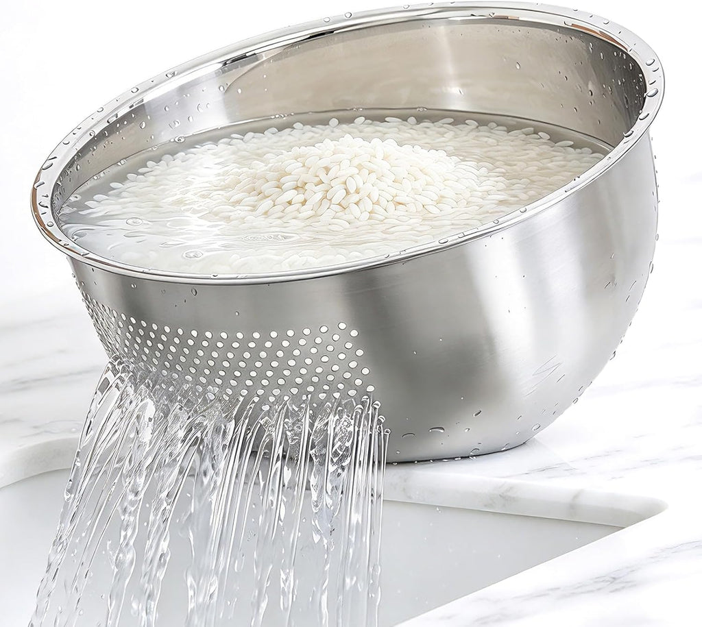 Rice Washer Strainer Bowl, Stainless Steel Quinoa Washing Bowl