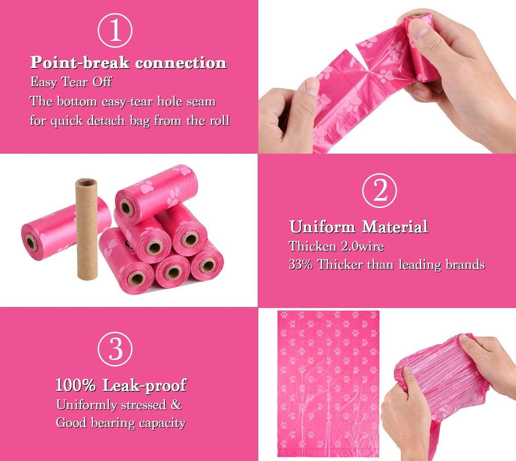 Biodegradable Dog Poo Bags with Holder-240 Large Poop Bags, Corn Starch Blended Compostable Bag, Extra Thick Strong