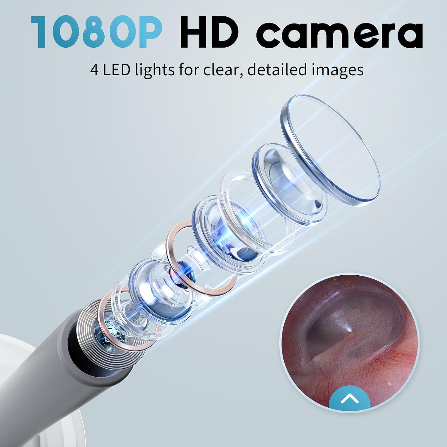 Otoscope Ear Camera with 1.21” Screen, 1080P Ear Scope with 4 LED Lights, Otoscope Camera for Adults, Support Photo &