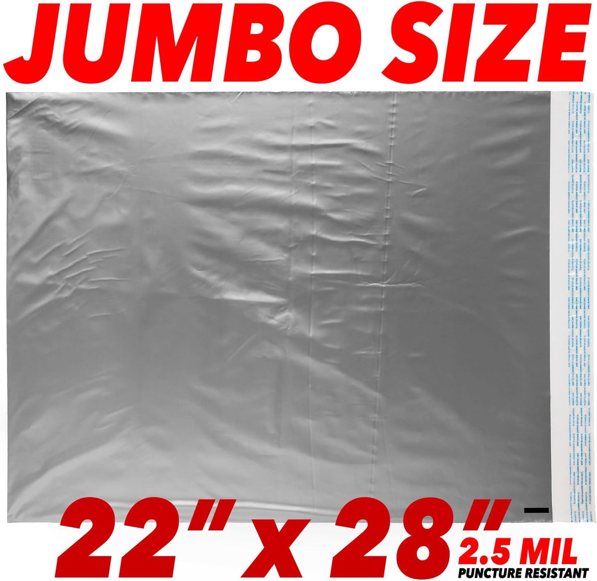 Jumbo Self-Seal Poly Mailer Bags 2.5 Mil (1 Pack Silver)