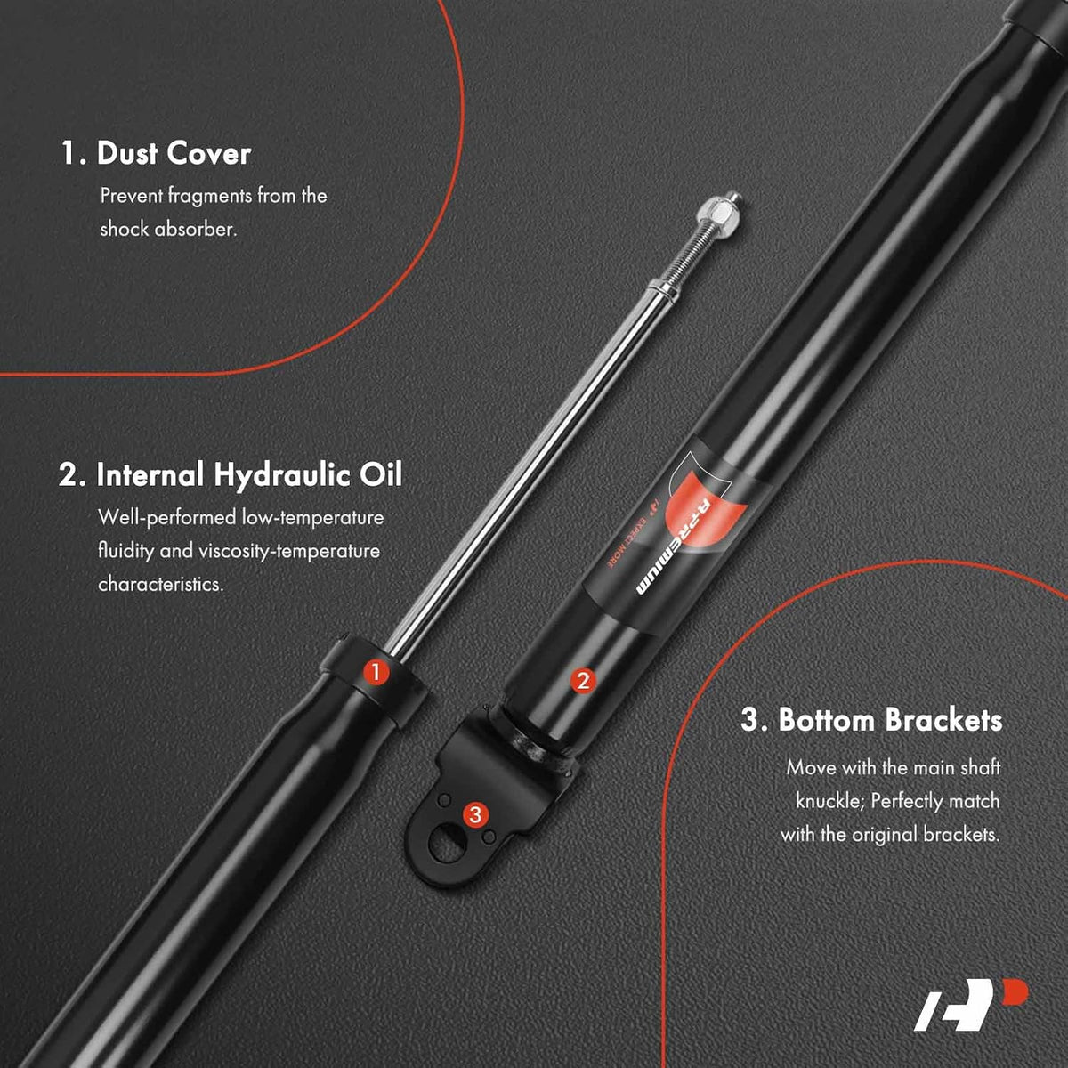 A-Premium Rear Shock Absorbers, Set of 2 - Compatible with Nissan