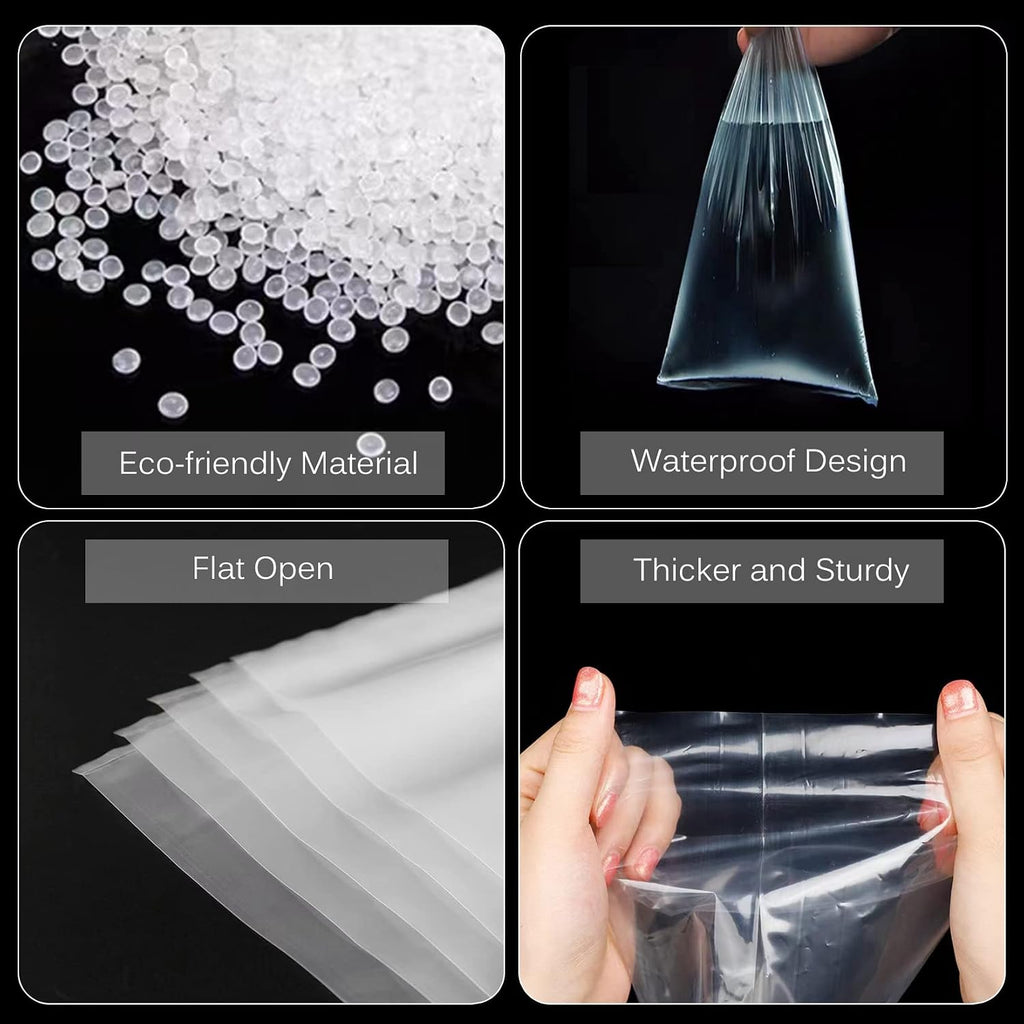 Long Plastic Sleeves 8x40 Inch 50 Pack Poster Poly Bags, 2 Mil Clear Flat Open Blueprint Storage Poster Tube for