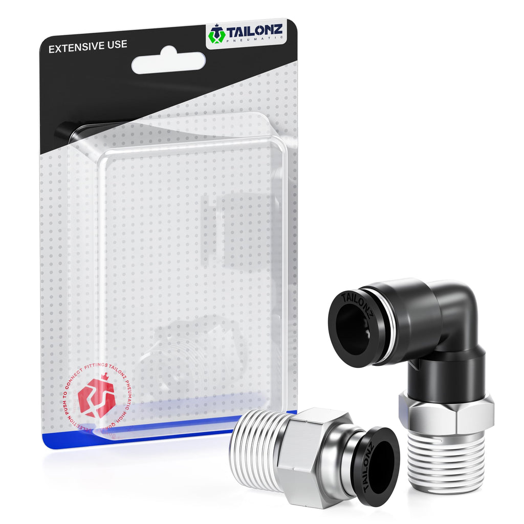 TAILONZ 5/32" x 1/4" NPT Push to Connect Straight & Elbow Fitting Kit 4Pcs