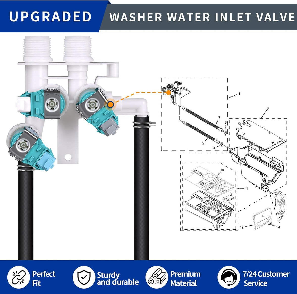 WFW70HEBW0 WFW70HEBW1 WFW70HEBW2 WFW72HEDW0 Washer Water Inlet Valve
