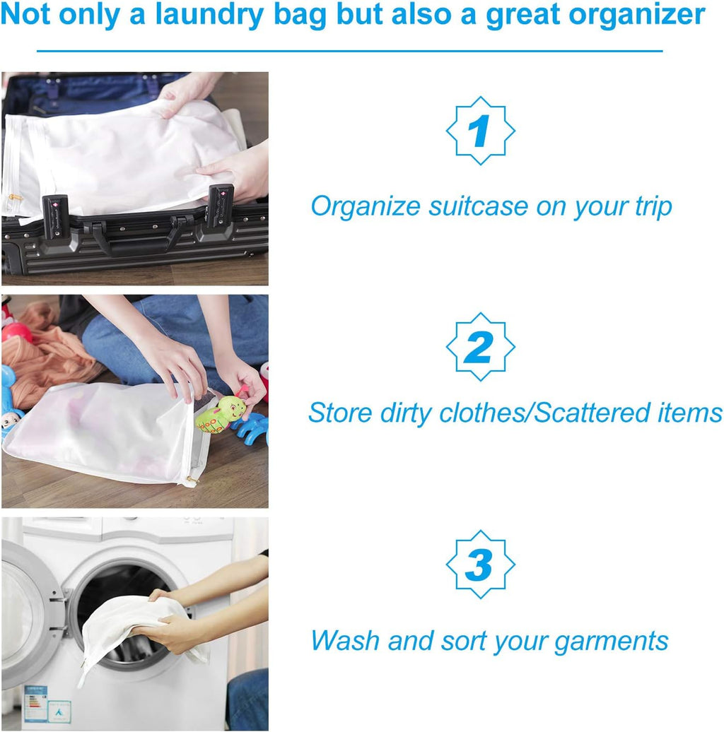 2 Pack Delicates Laundry Bags, Fine Mesh Wash Bag with Hanging Loop | Large for Lingerie, Shirts, Sweaters